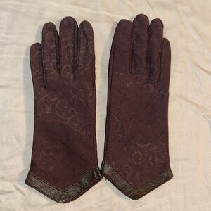 Vintage NWOT Isotoner Brown Swirl Pattern Antron Nylon Driving Gloves
